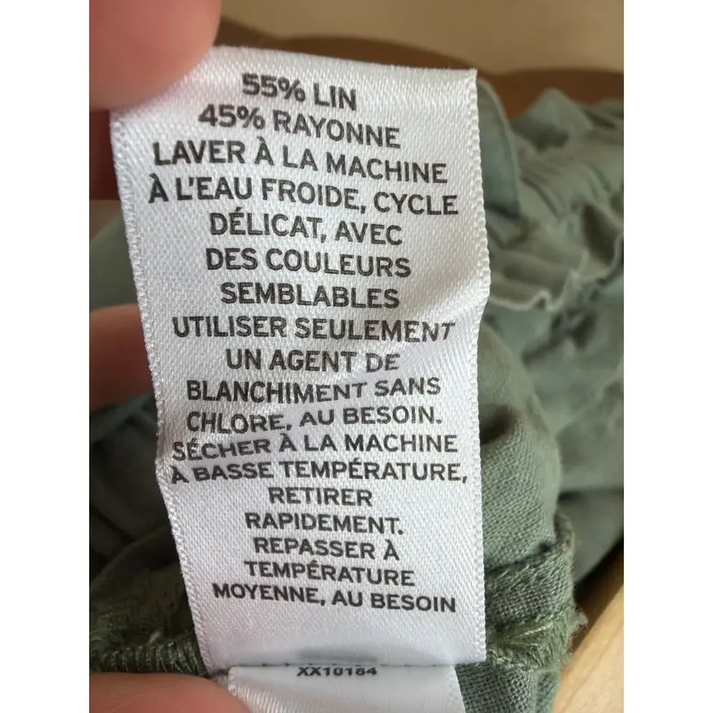 Caslon Green Linen Blend Front Slit Drawstring Waist Skirt Size S